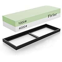 Firlar Piedra de afilar 1000-4000 con 2 en 1- con soporte de silicona antideslizante